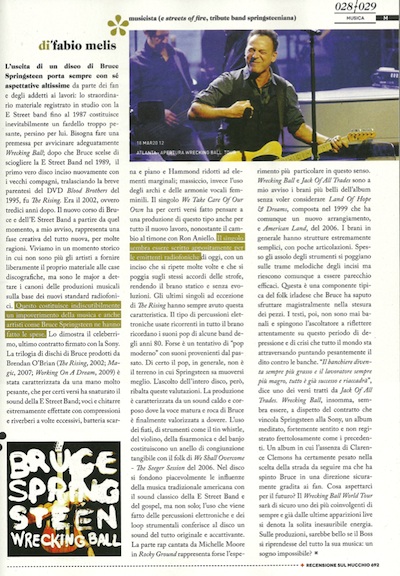 Recensione Wrecking Ball a cura di Fabio Melis sul &quot;Mucchio&quot;